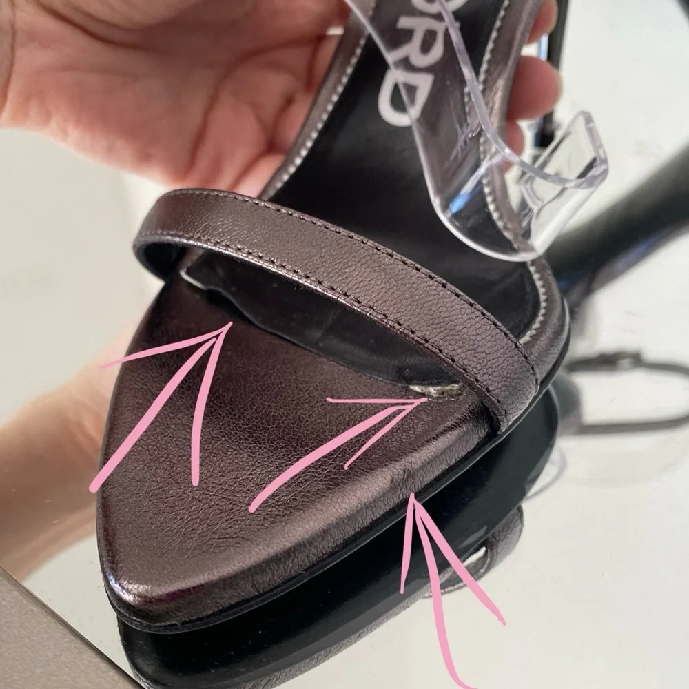 New TOM FORD Tom Ford padlock sandals in laminated leather 37.5 $1,350